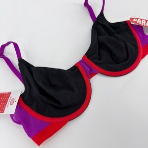 Parade Colorblock Underwire Bra Black Purple Red Mesh PR139T NWT Size M